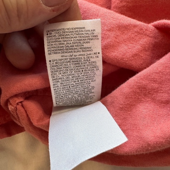 Old Navy Linen Blend Men's Short Sleeve Button Up Camp Shirt Coral Size Large - Picture 8 of 13